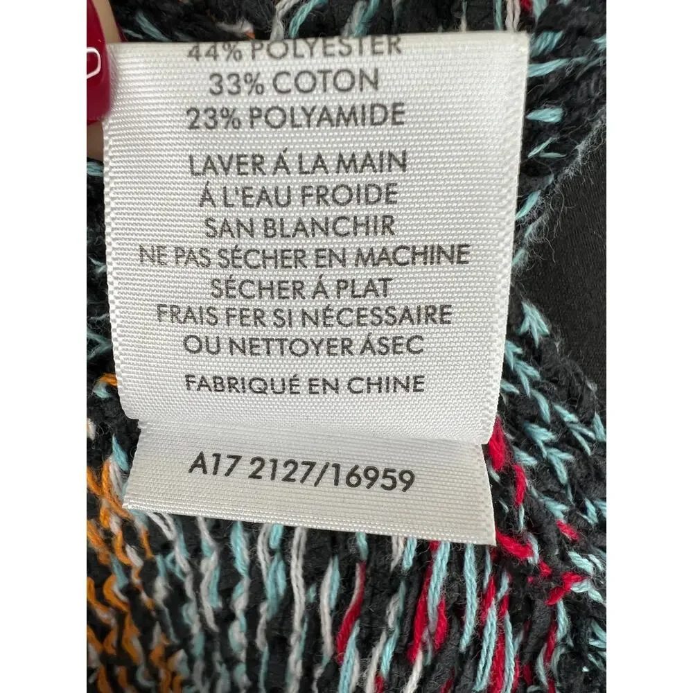 White + Warren Multicolor Sleeveless Crewneck Zig-Zag Knit Sweater Size S Small